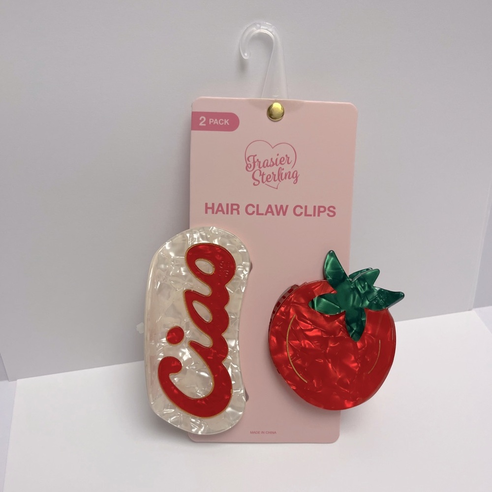 NWT ⚜️🍅⚜️ Frasier Sterling Ciao and Tomato Hair Claw Clips Set of 2 - Picture 4 of 14